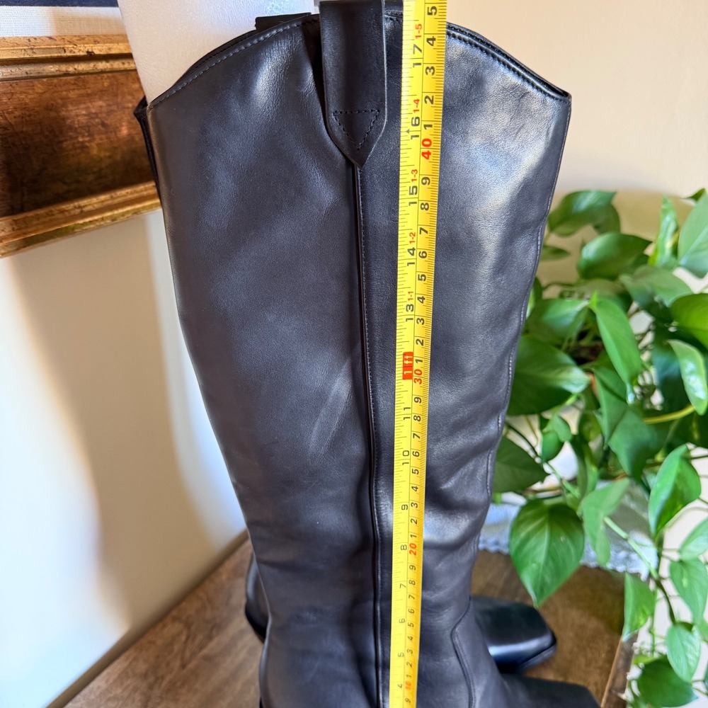 Vince Camuto Afelia Knee High Boots Women 8.5 Black Leather Western Square Toe - Picture 6 of 16